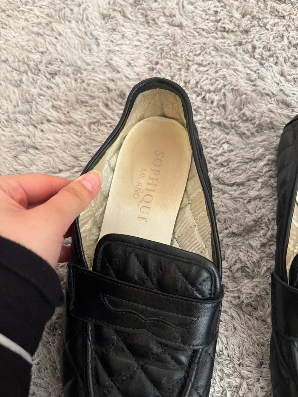 Quilted Black Leather Loafers for women